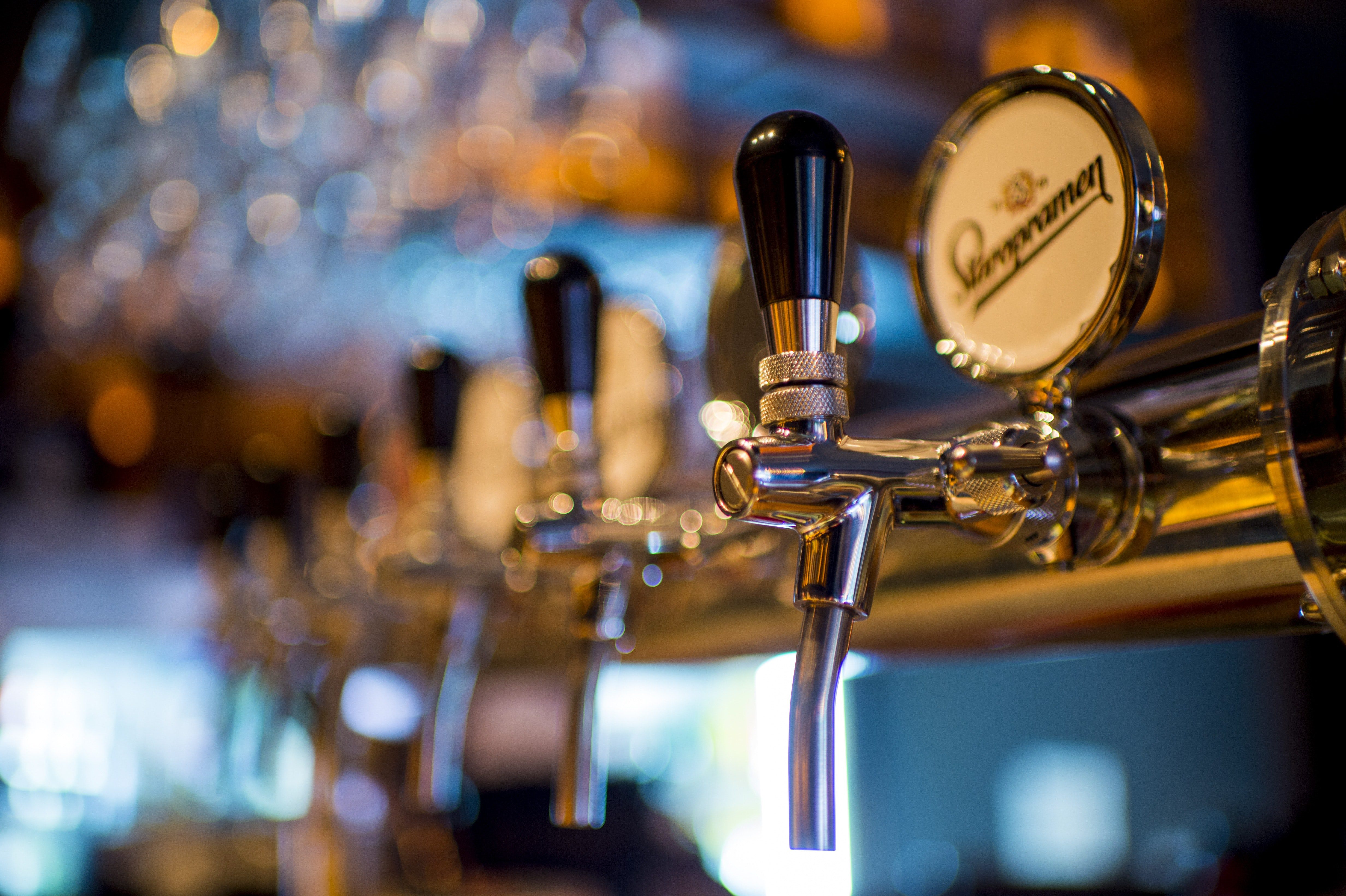 Bar table with booze taps