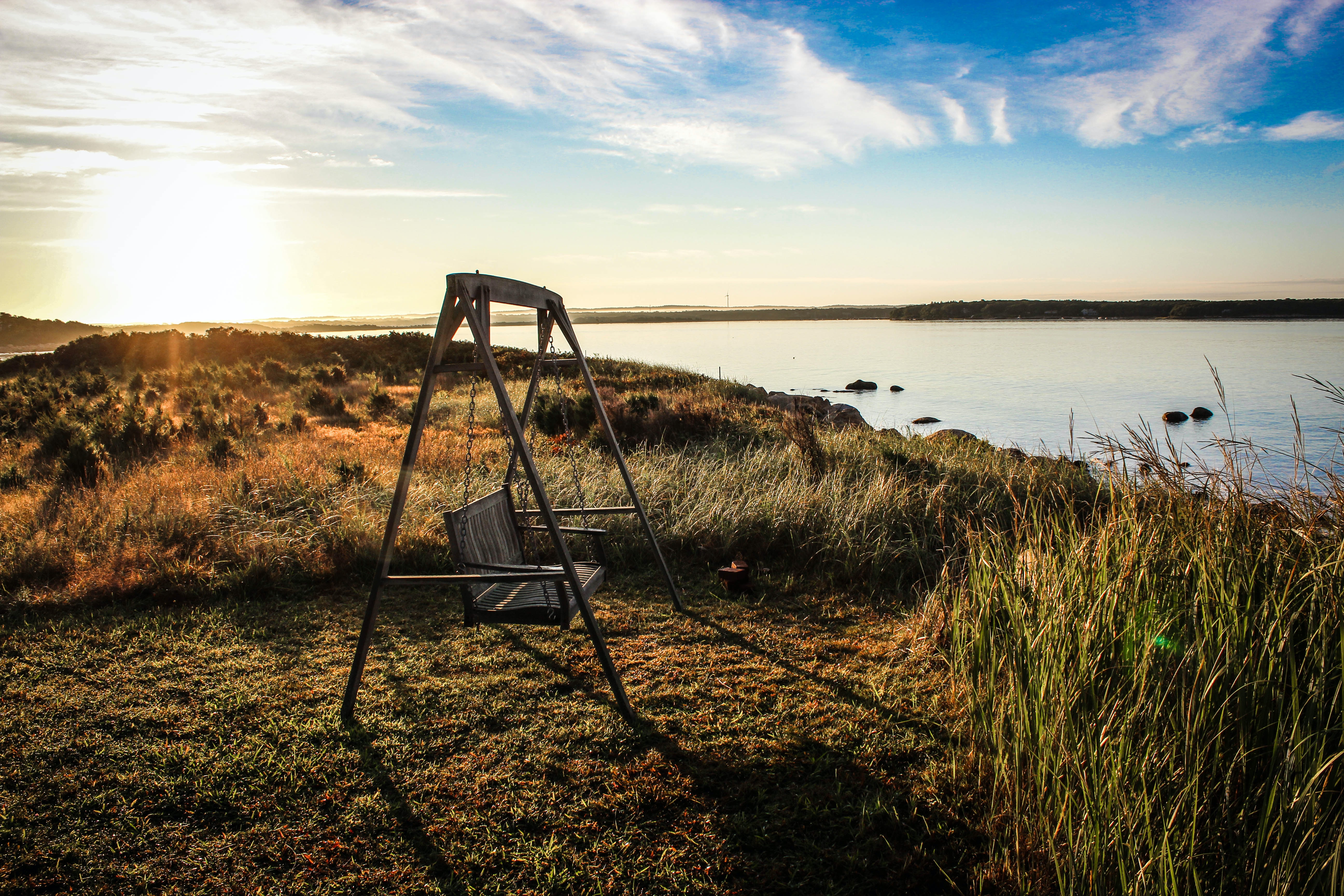 A swing by the water